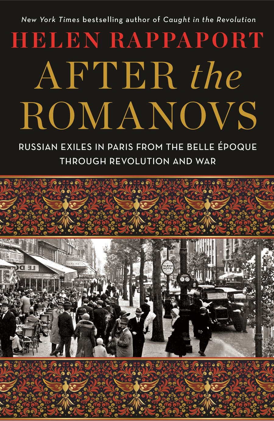 text on top half of cover and image of early 20th-century Paris bustling sidewalk
