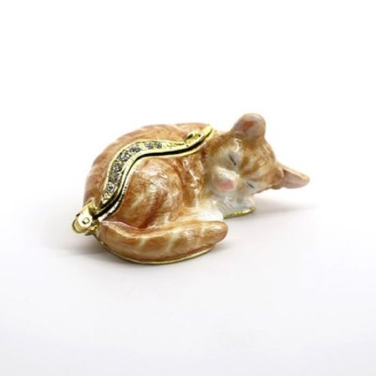 Cat Nap Orange Tabby Enamel Box