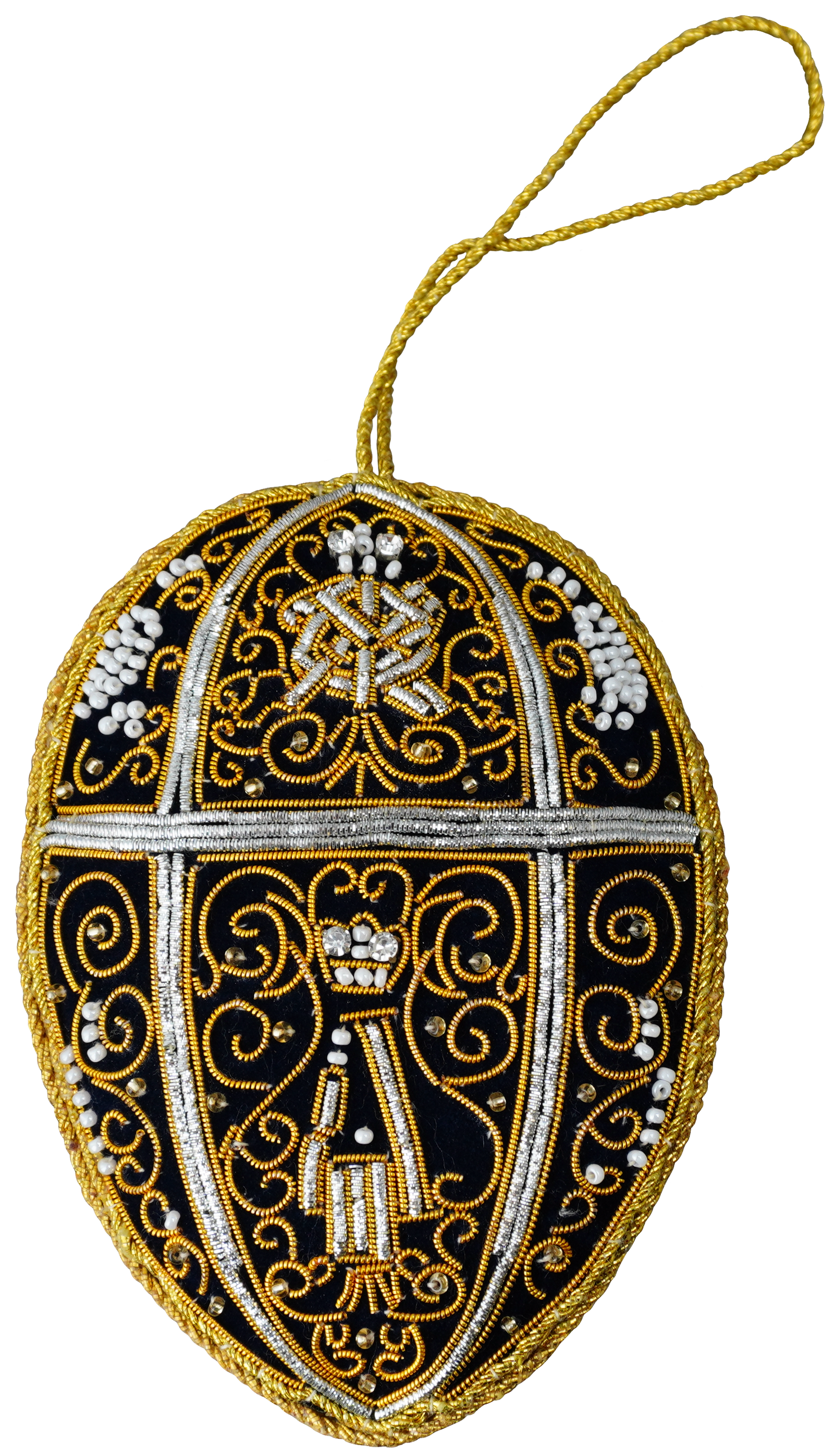 12 Monogram Faberge Embroidered Ornament