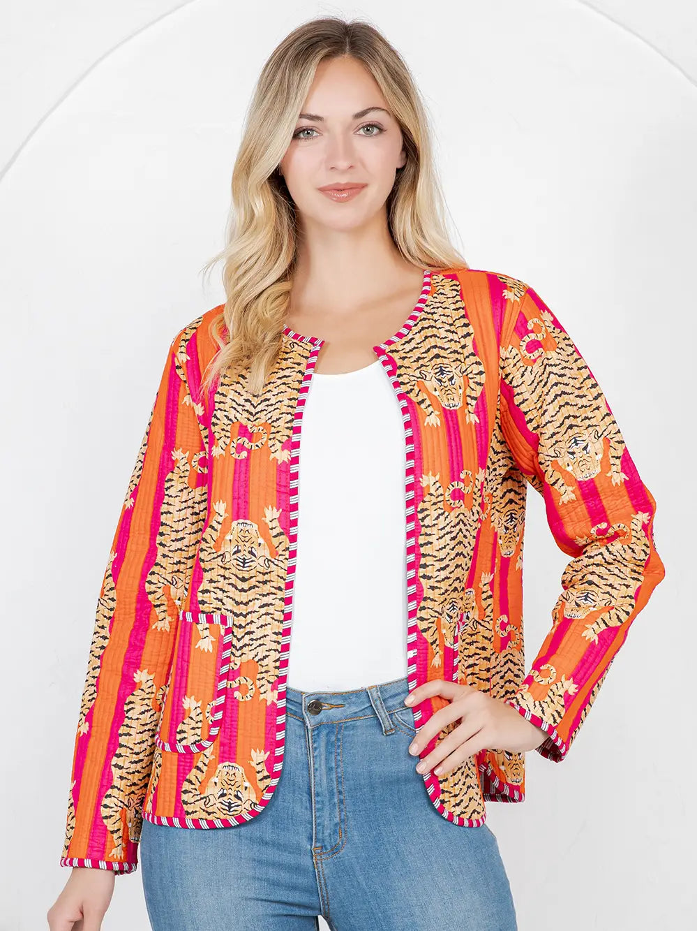 Tiger Print Quilted Jacket