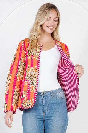Tiger Print Quilted Jacket