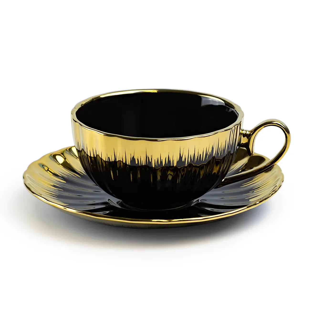 Midnight Gold Porcelain Cup & Saucer Set