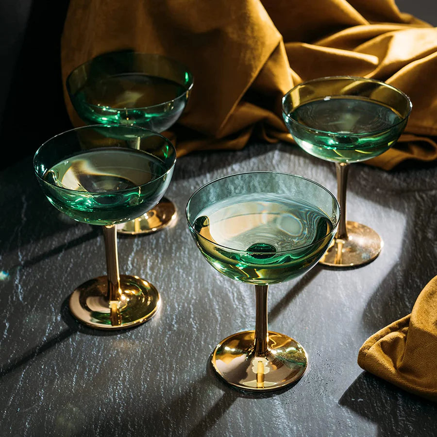 Colored Coupe Art Deco Glasses