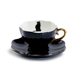 Black Cat Teacup & Saucer Set