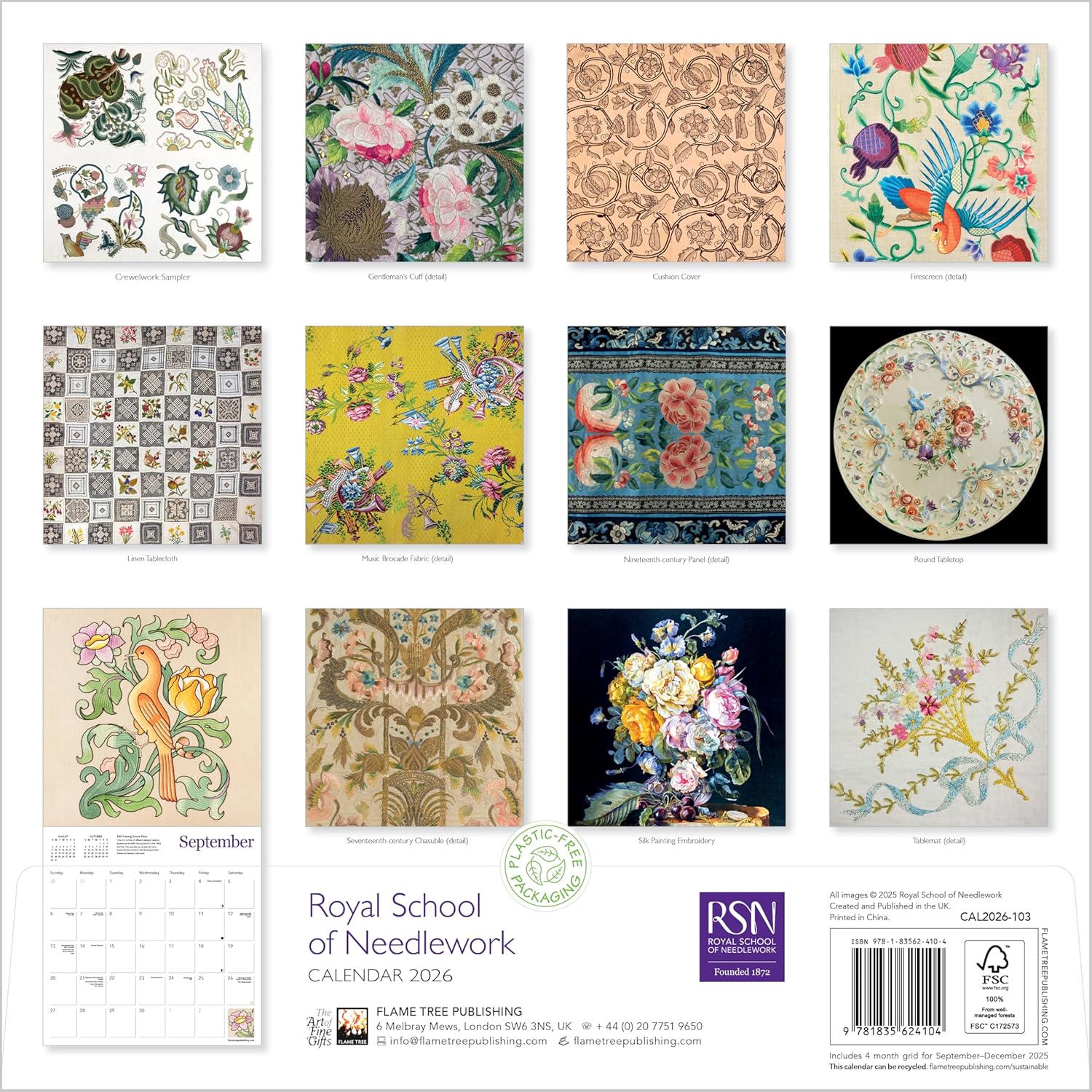 Royal School of Needlework Wall Calendar 2026