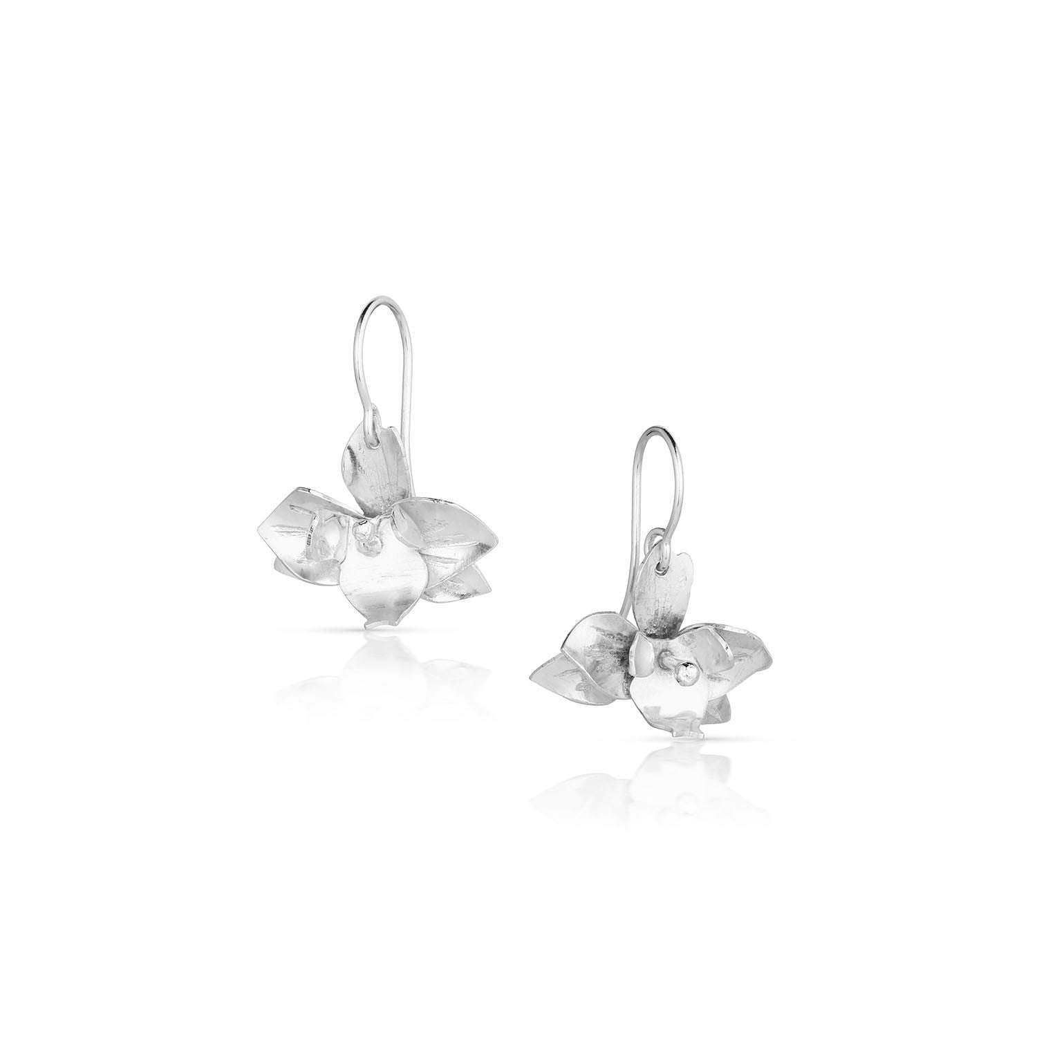 Sterling Silver Orchid Dangle Earrings