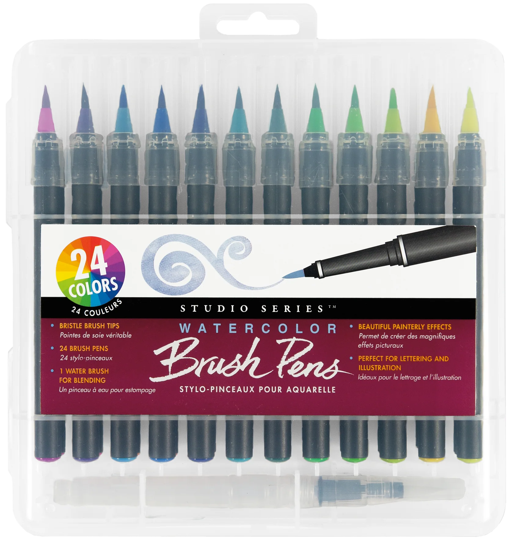 Water Color Bristle Brush Pen Set- 24 Colors