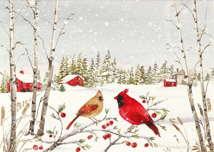 Cardinals in Winter Deluxe Boxed Holiday Card Set