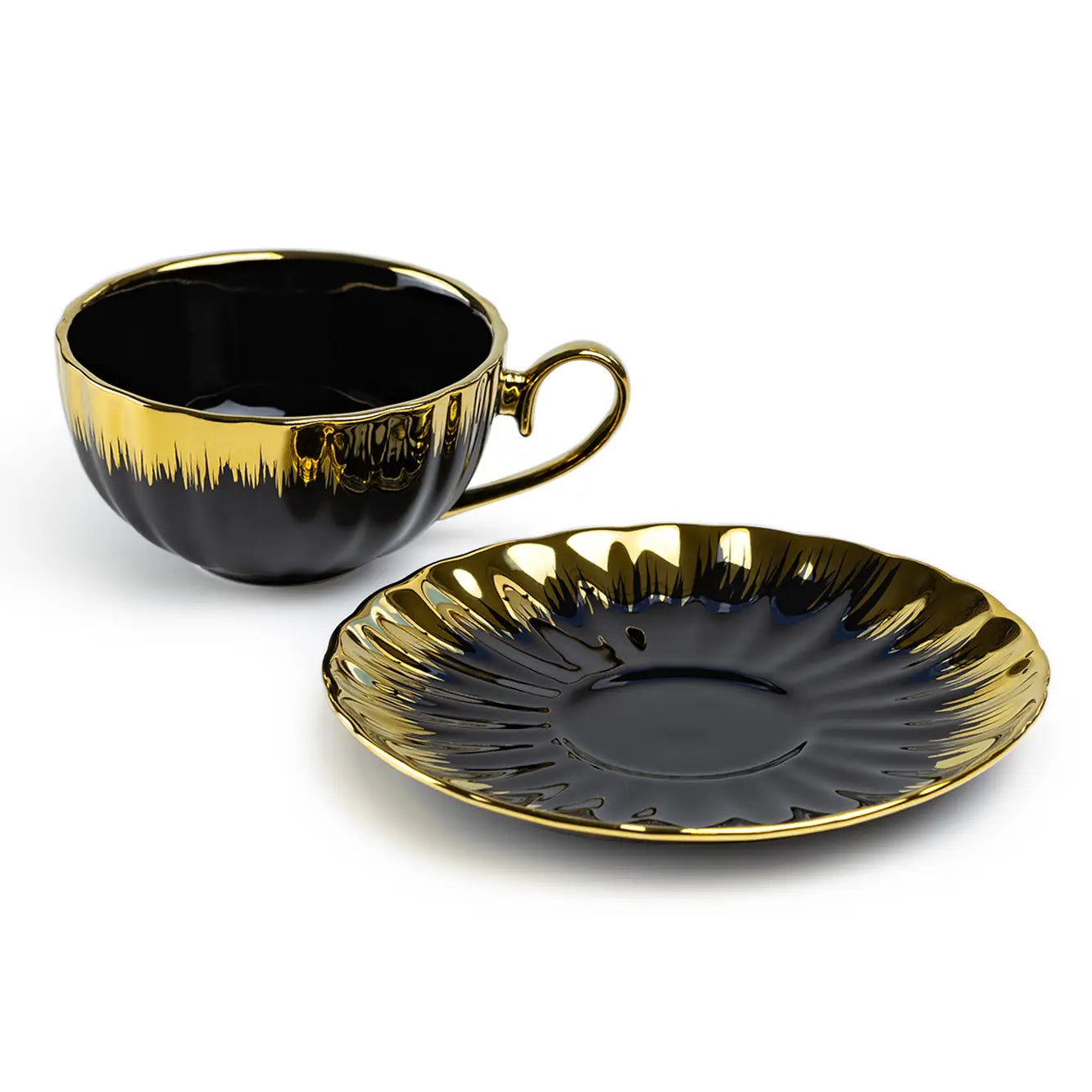 Midnight Gold Porcelain Cup & Saucer Set