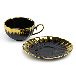 Midnight Gold Porcelain Cup & Saucer Set