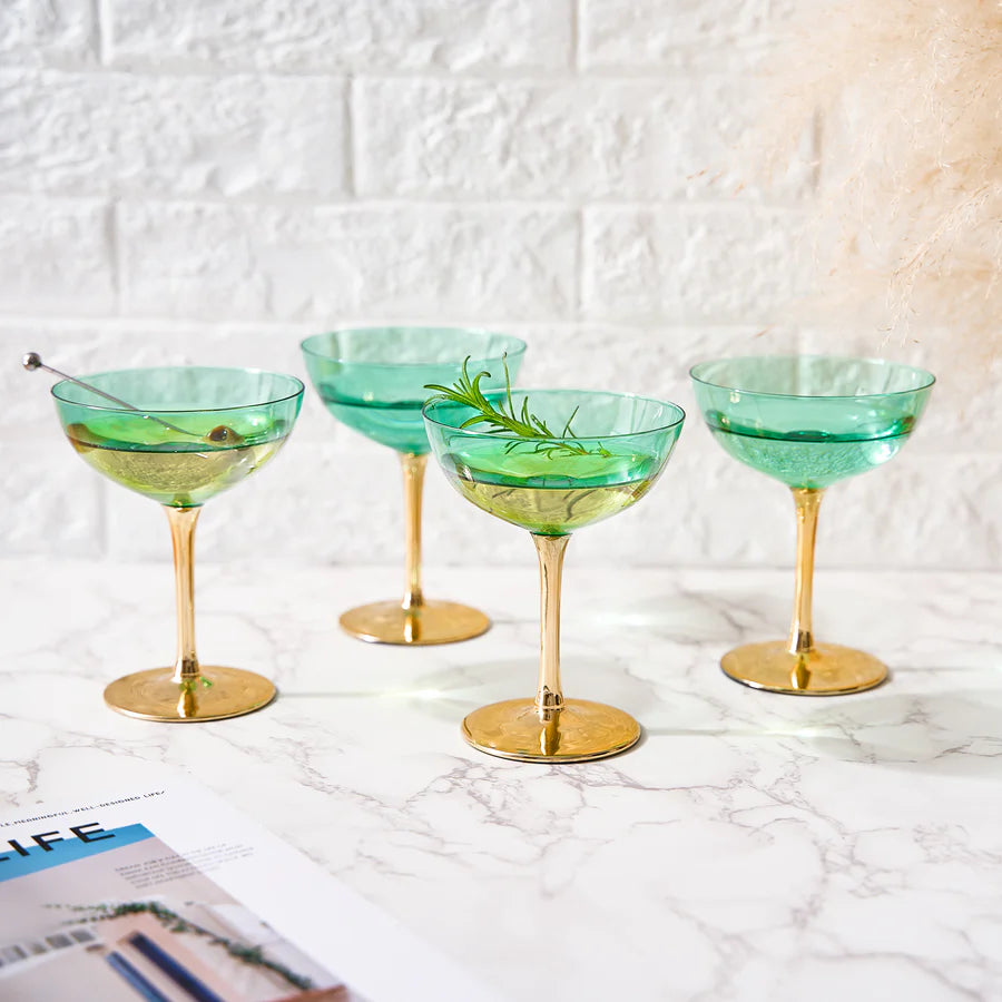 Colored Coupe Art Deco Glasses