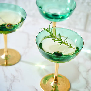 Colored Coupe Art Deco Glasses