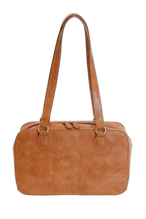 Faux Croc Boston Shoulder Bag
