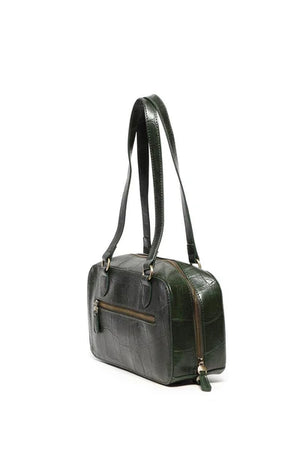 Faux Croc Boston Shoulder Bag