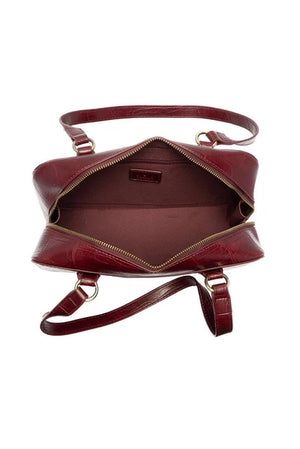 Faux Croc Boston Shoulder Bag