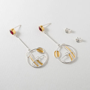 Sterling Silver Art Nouveau Garnet Earrings