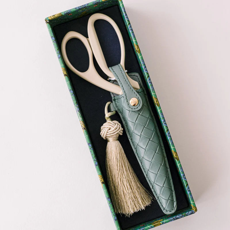 Ivory and Gold Heirloom Scissors with Dusk Blue Case