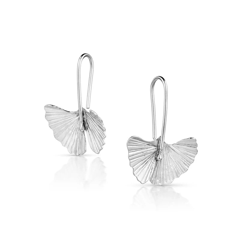 Sterling Silver Ginkgo Dangle Earrings