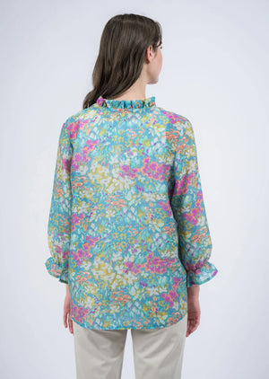 Floral Ruffle Collar A-Line Blouse