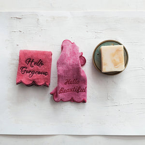 Embroidered Scalloped Trim Wash Cloth Set