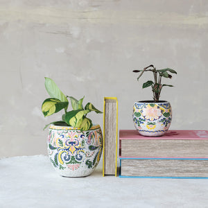 Floral Terra Cotta Planter