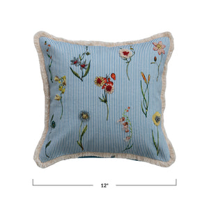Square Cotton Pillow with Eyelash Fringe