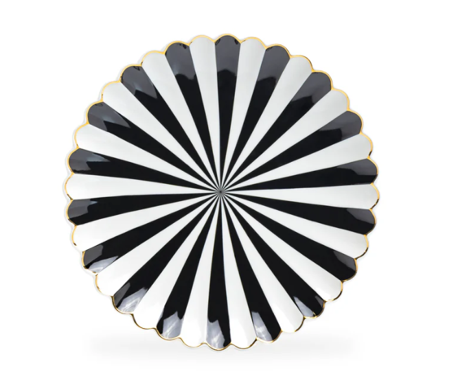 Radial Striped Scallop Dessert Plate