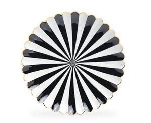 Radial Striped Scallop Dessert Plate