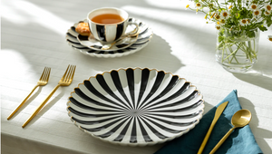 Radial Stripe Scalloped Dinner Plate