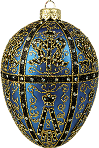 Blue Twelve Monogram Egg Ornament