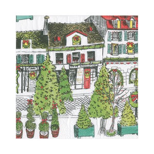 Caspari Vintage Village Boxed Paper Cocktail Napkins