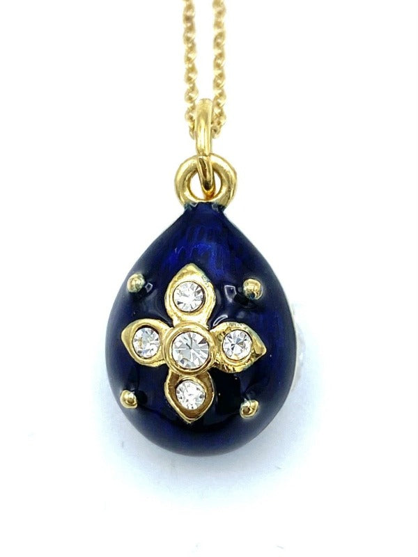 Blue Rosette Egg Necklace