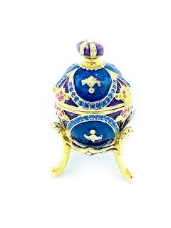 Blue and Purple Crown Enameled Egg Gift Set