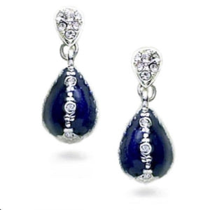 Blue Jeweled Egg Earrings