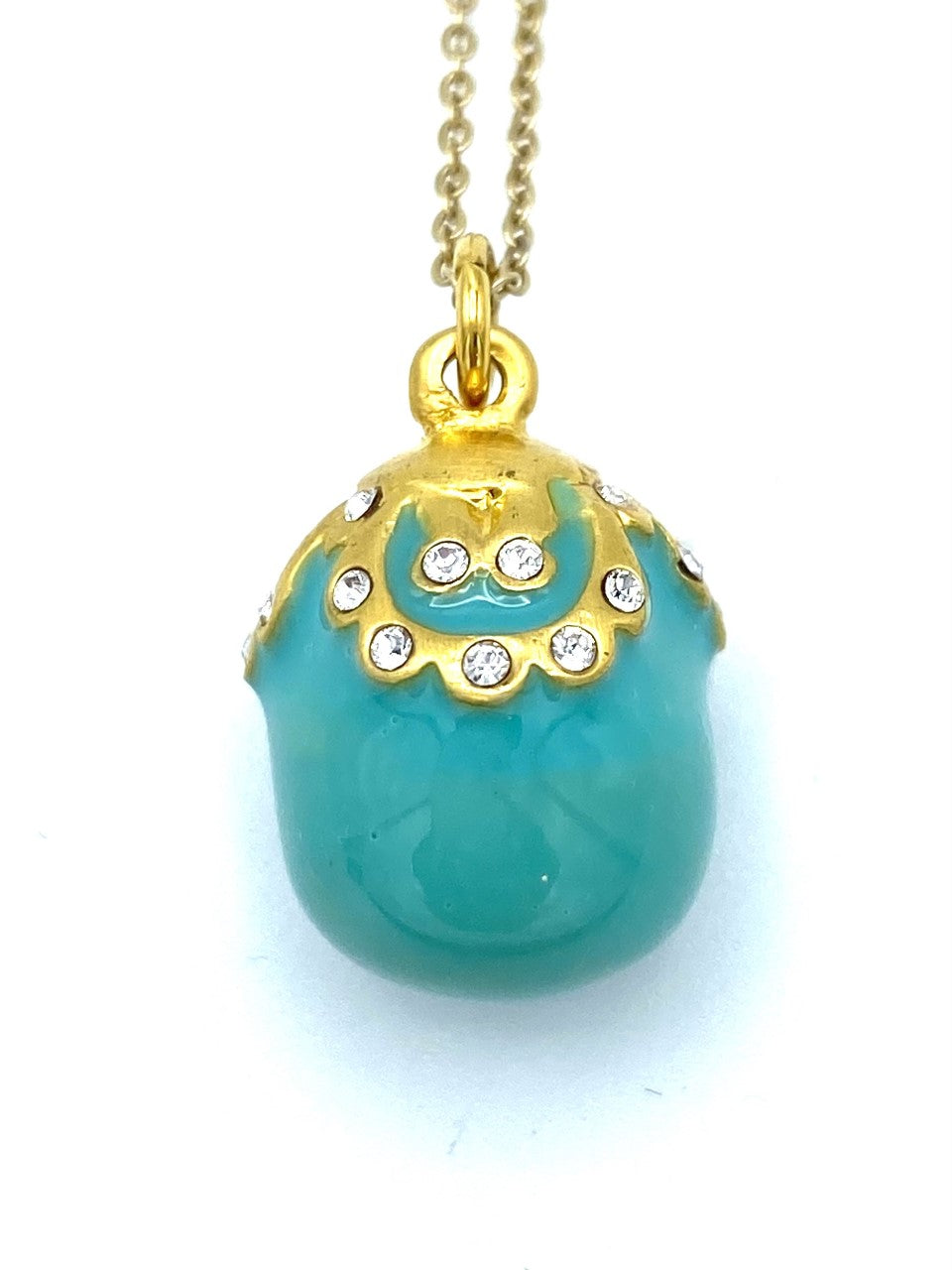 Turquoise Enameled Egg Necklace